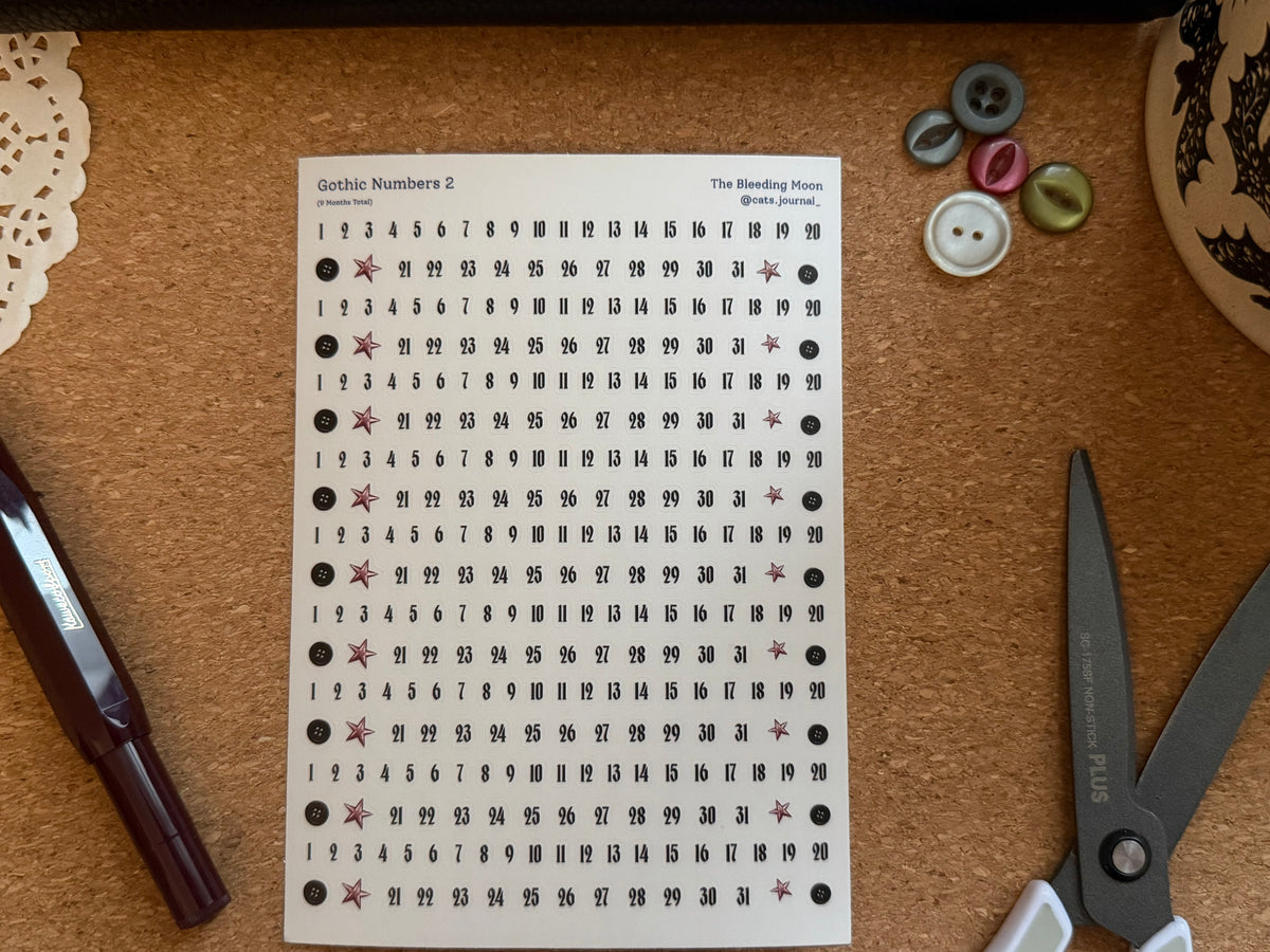 Gothic Numbers 2 Stickers 🖤