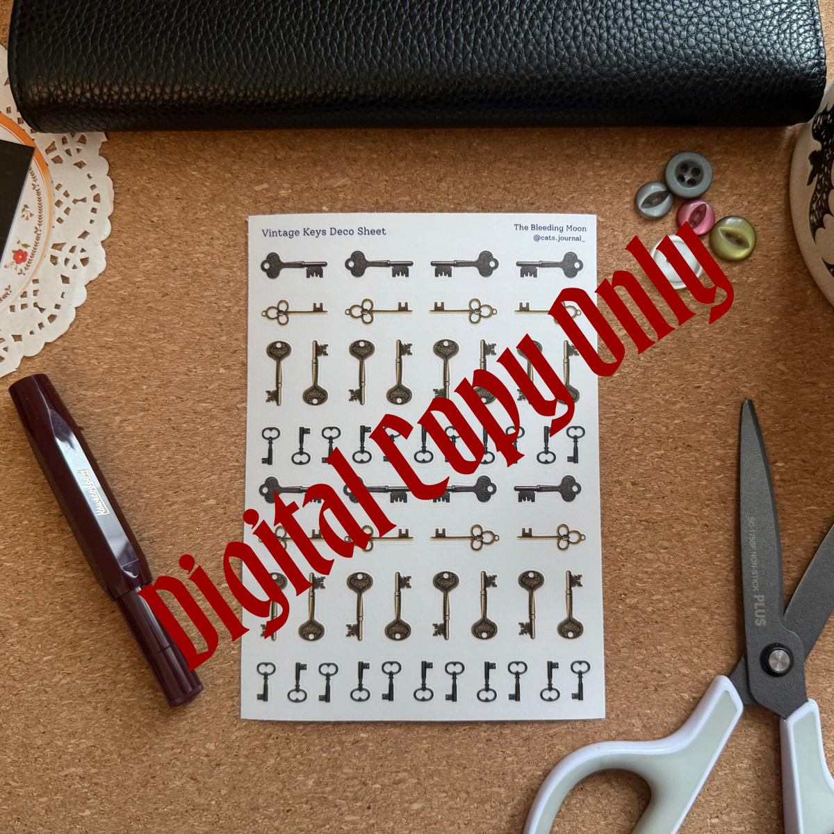Vintage Keys Deco Stickers Digital🖥️🗝️