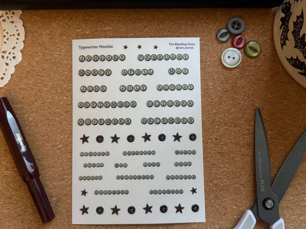 Typewriter Months Stickers 💾