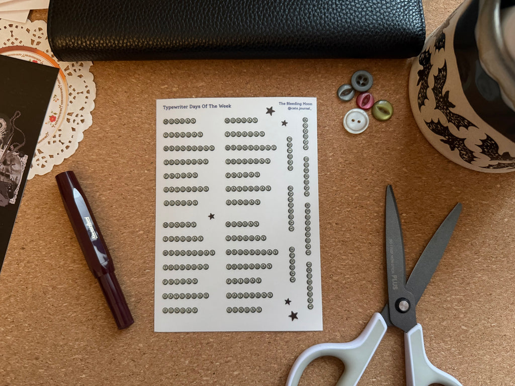 Typewriter Days Of The Week Stickers 🗓️